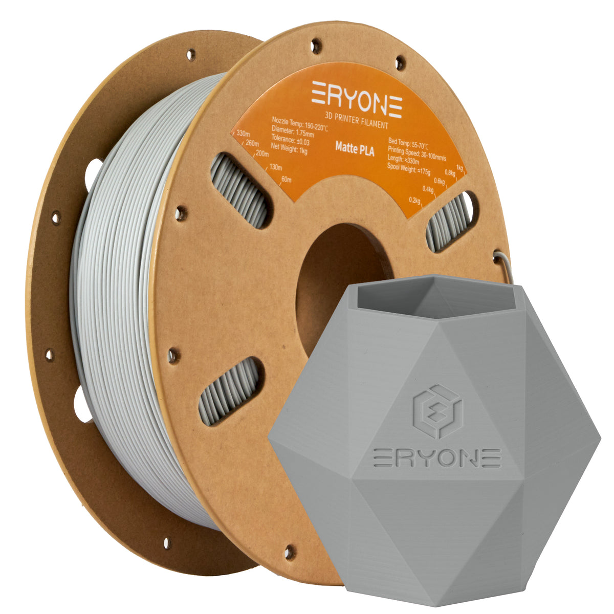 Eryone Matte PLA filament spool in a matte finish, showing the bright blue 3D printing filament on a white background.